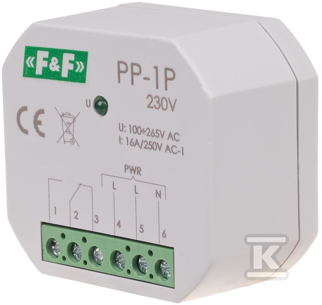 Elektromágneses relé, 1P 16A, - PP-1P-230V