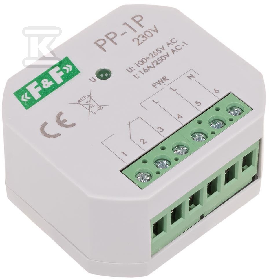 Elektromágneses relé, 1P 16A, - PP-1P-230V