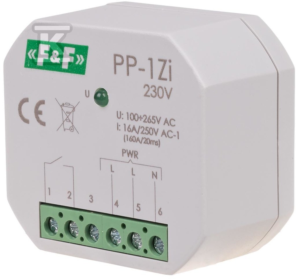 Electromagnetic relay, 1NO 16A, flush - PP-1ZI-230V