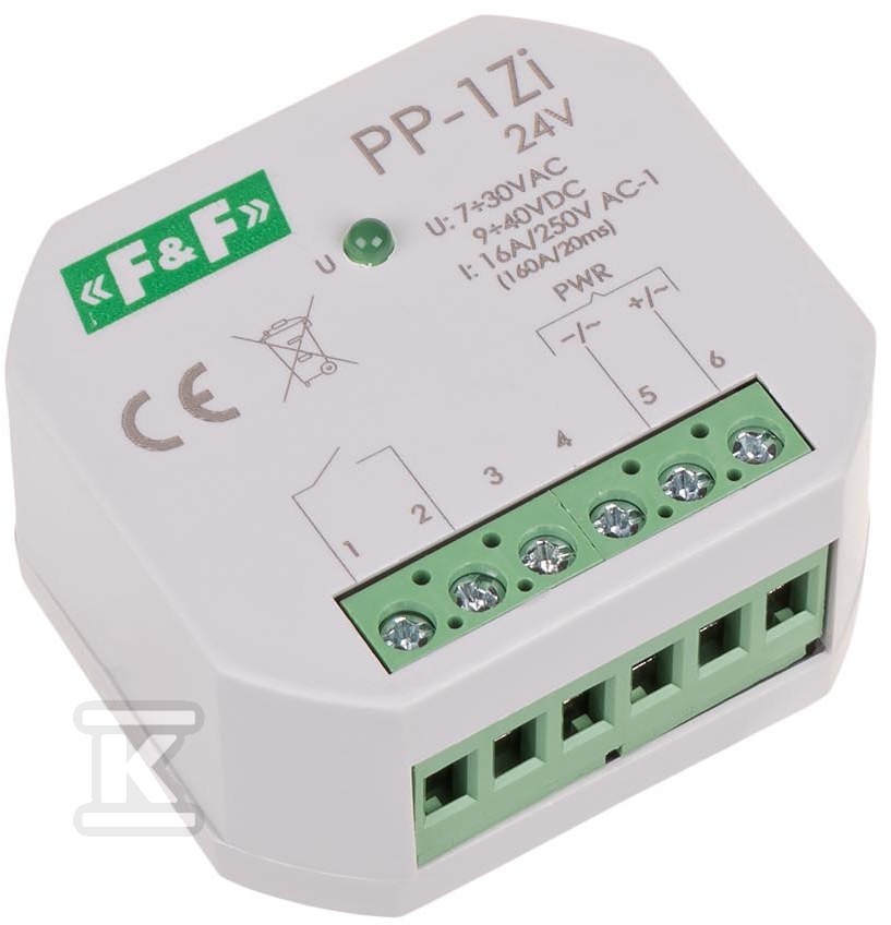 Electromagnetic relay, 1NO 16A, - PP-1ZI-24V