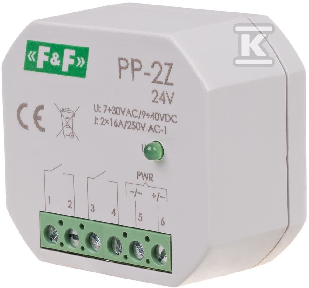 Elektromagnetni relej, 2Z 16A, ugradni, - PP-2Z-24V