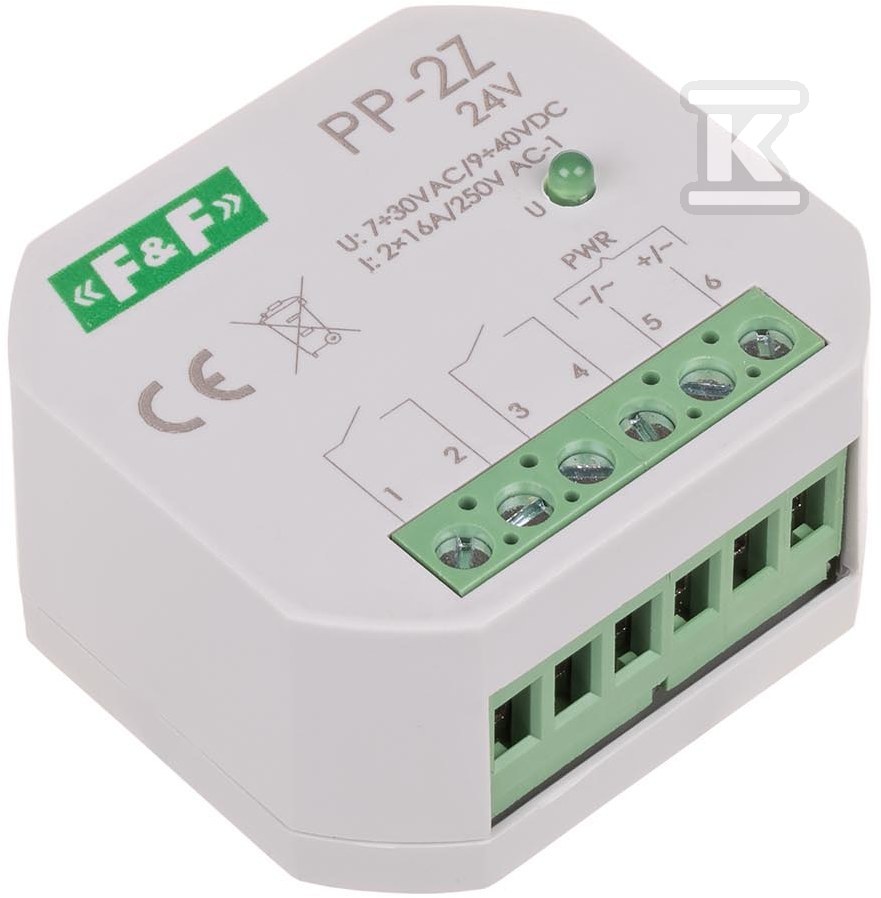 Електромагнітне реле, 2 NO 16A, - PP-2Z-24V