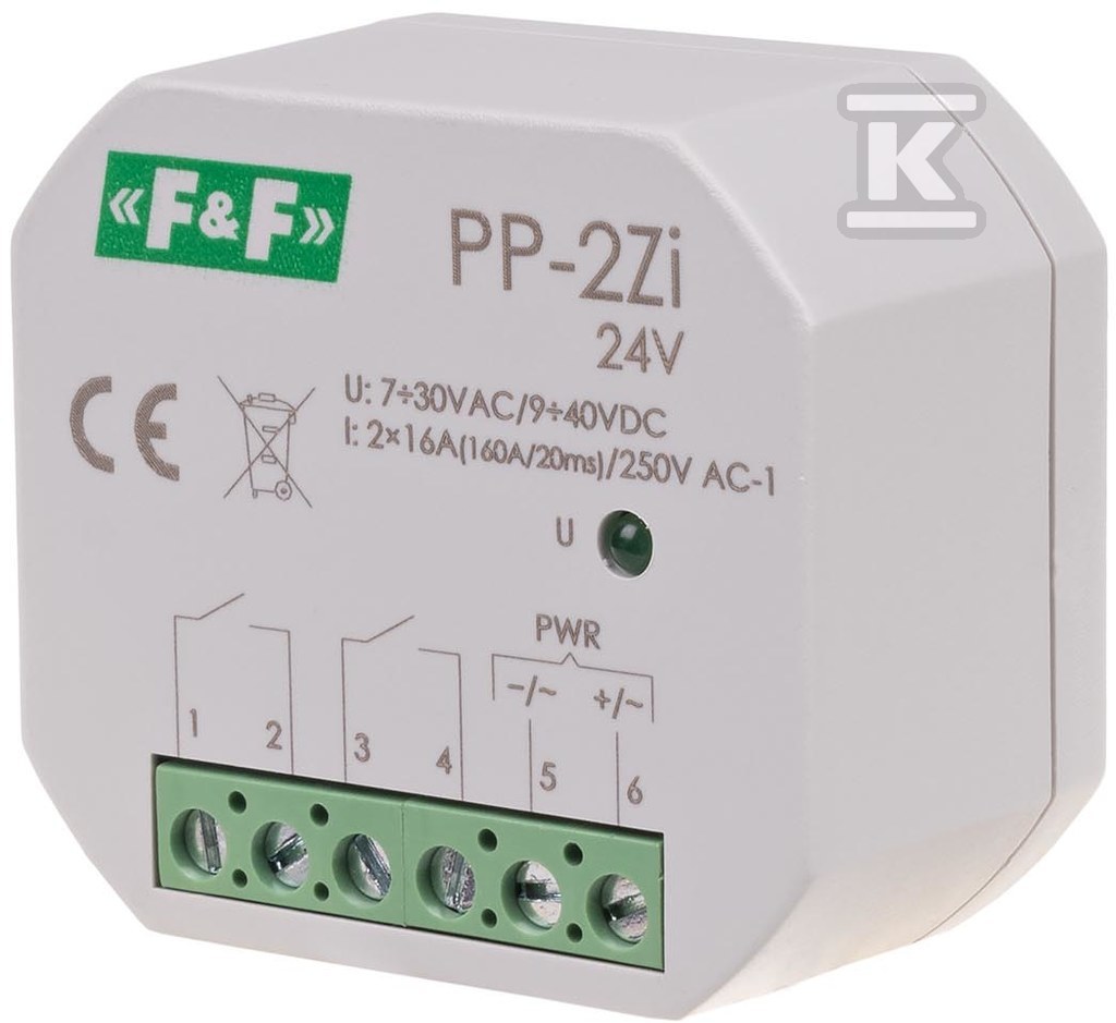 Реле електромагнітне 2NO 16A в зборі - PP-2Z-LED-24V