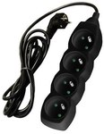 Extension cable 4 sockets, black, 1.5 m