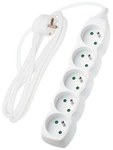 Extension cord 5 sockets, white, 5 m