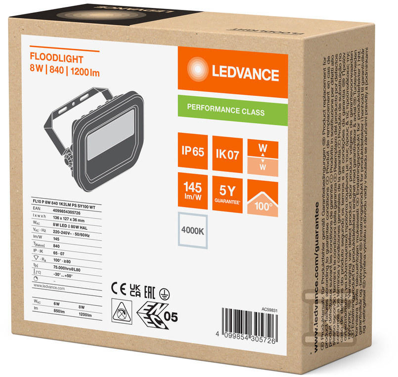 Прожектор Floodlight 10 P 8W 1200лм 840 - 4099854305726