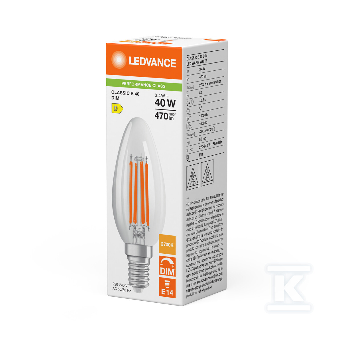 СВІТЛОДІОДНА лампа CLASSIC B DIM P 3.4W - 4099854439049
