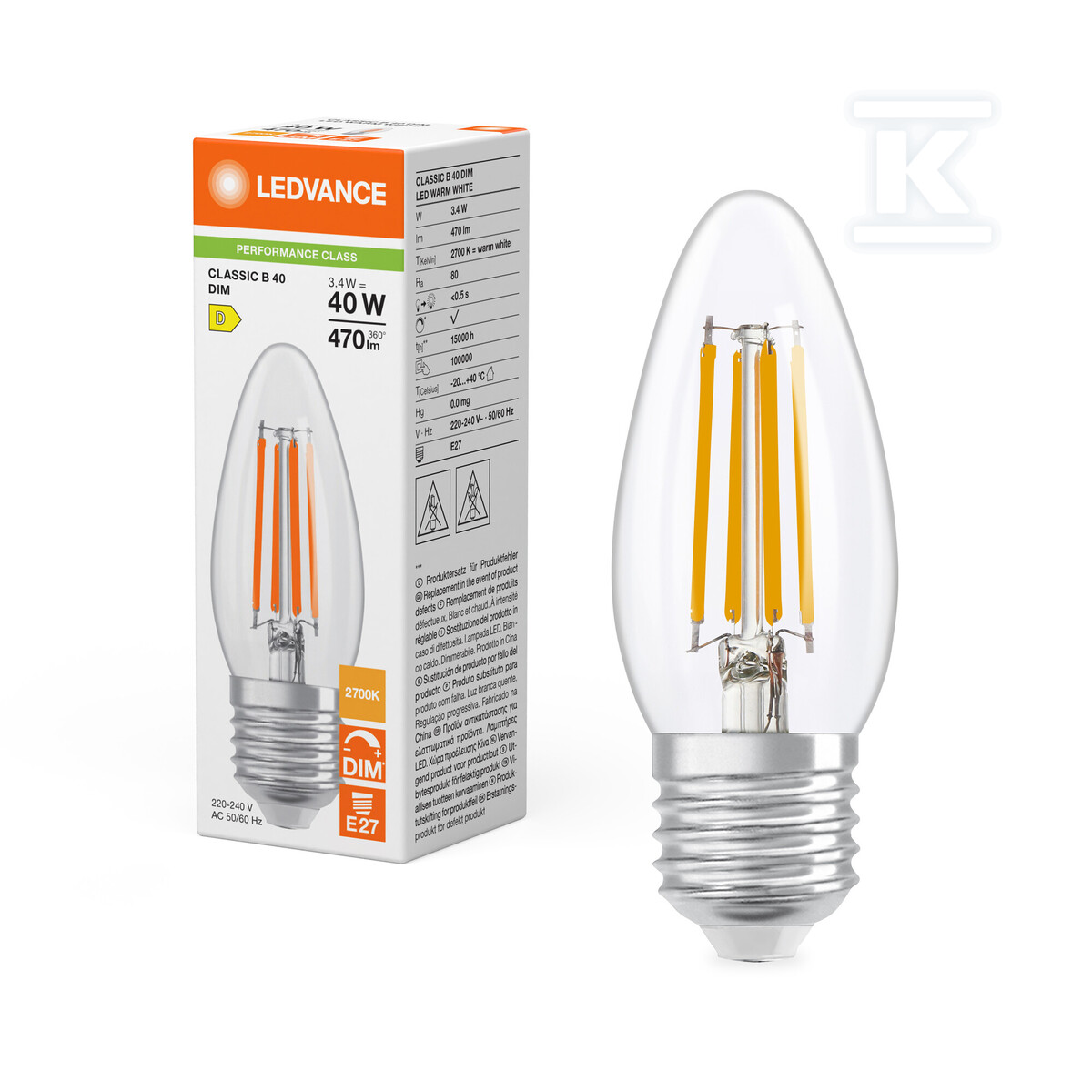 СВІТЛОДІОДНА лампа CLASSIC B DIM P 3.4W - 4099854439001