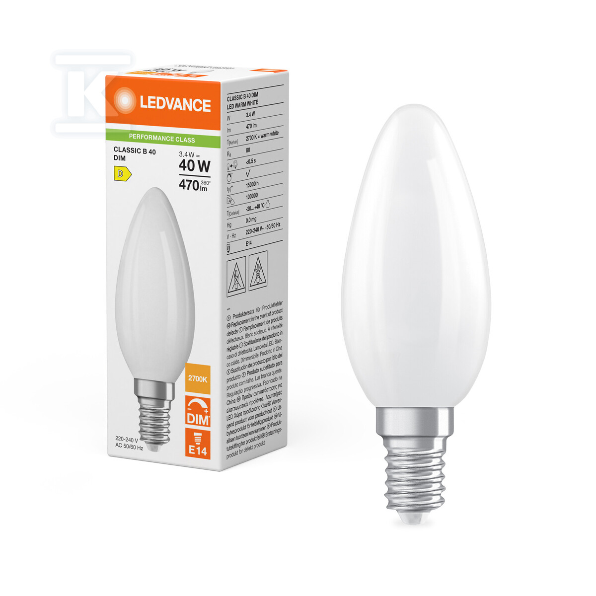 СВІТЛОДІОДНА лампа CLASSIC B DIM P 3.4W - 4099854439063