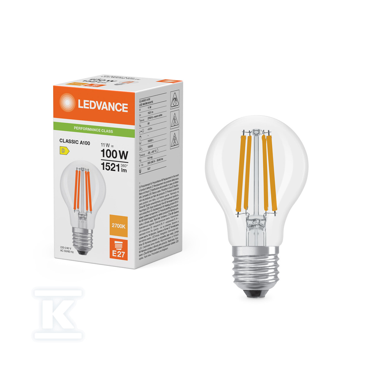 Лампа LED CLASSIC A P 11W 827 Clear E27 - 4099854465833