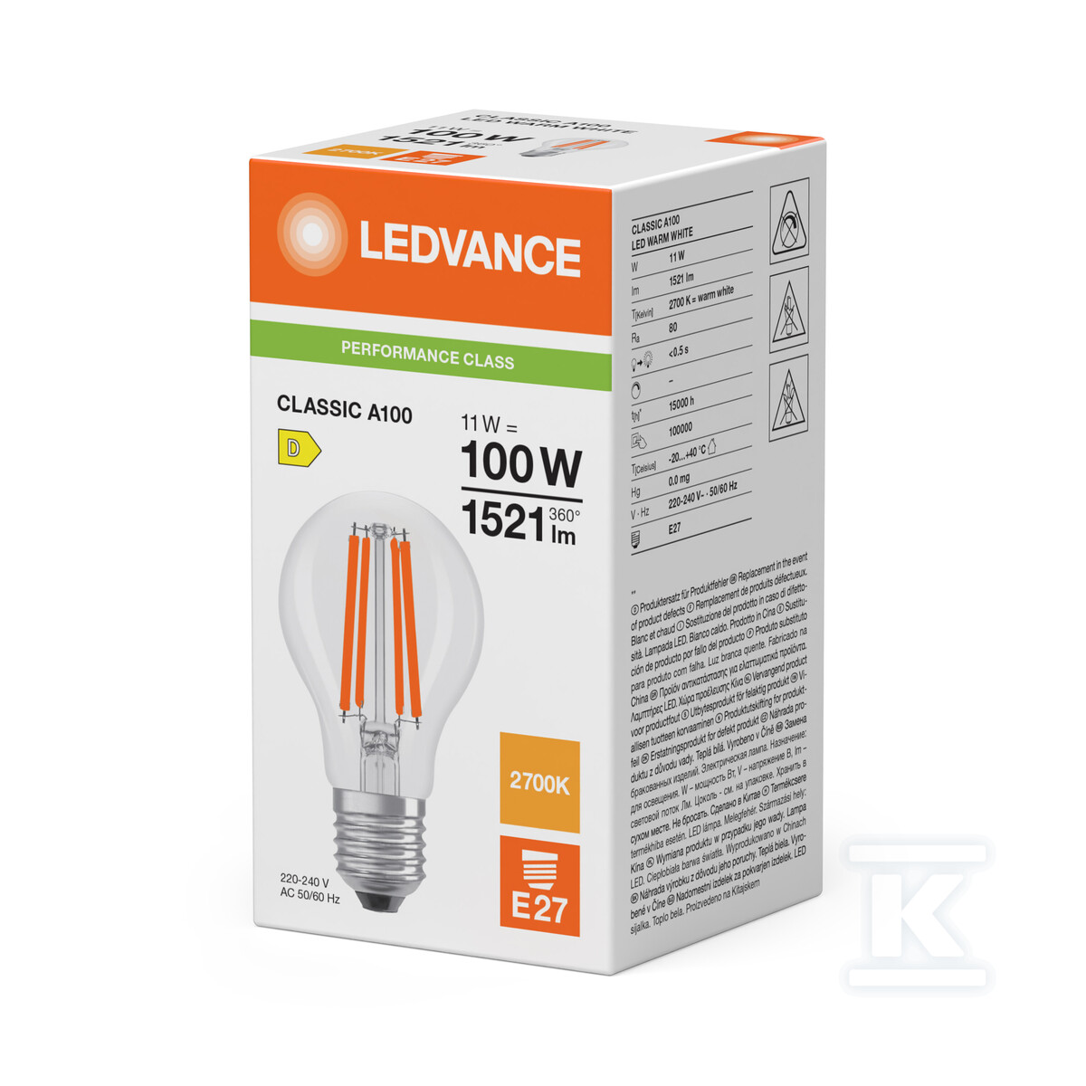 Лампа LED CLASSIC A P 11W 827 Clear E27 - 4099854465833