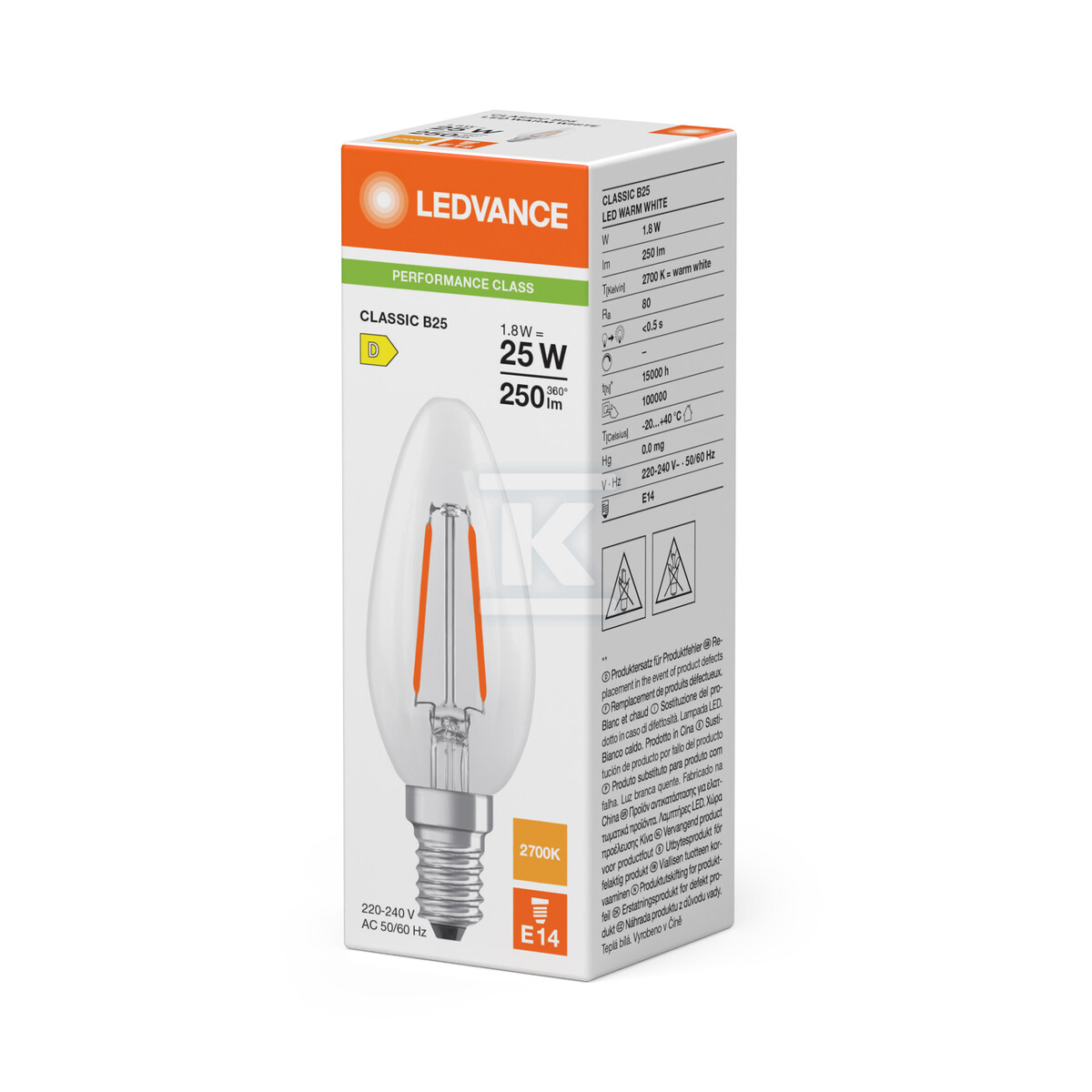 СВІТЛОДІОДНА лампа CLASSIC B P 1.8W 827 - 4099854466298