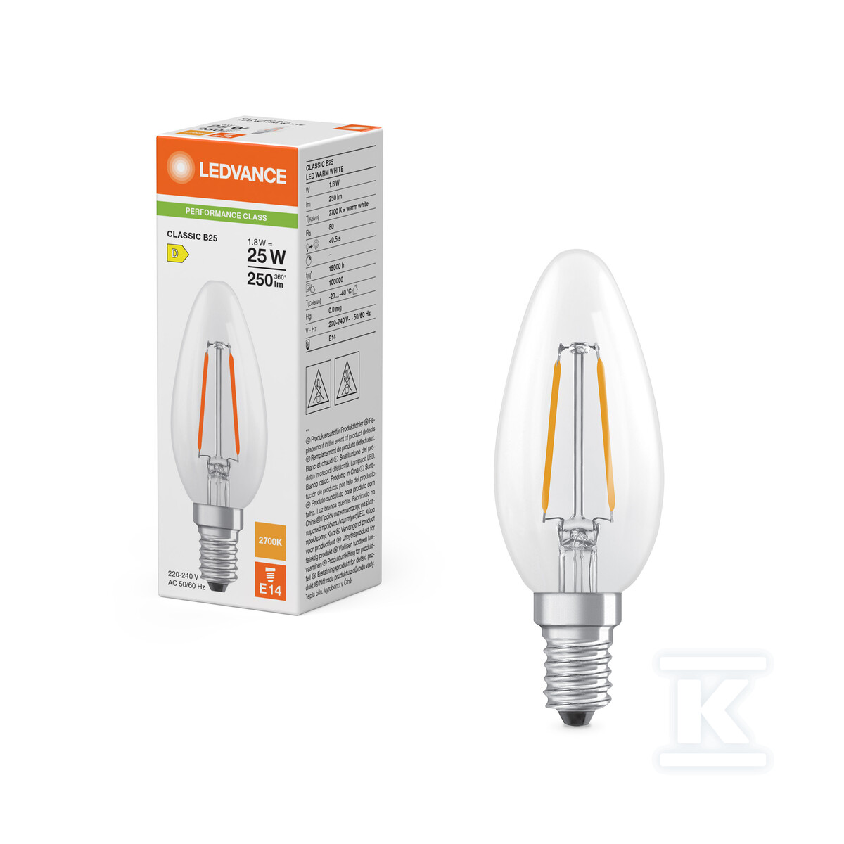 СВІТЛОДІОДНА лампа CLASSIC B P 1.8W 827 - 4099854466298