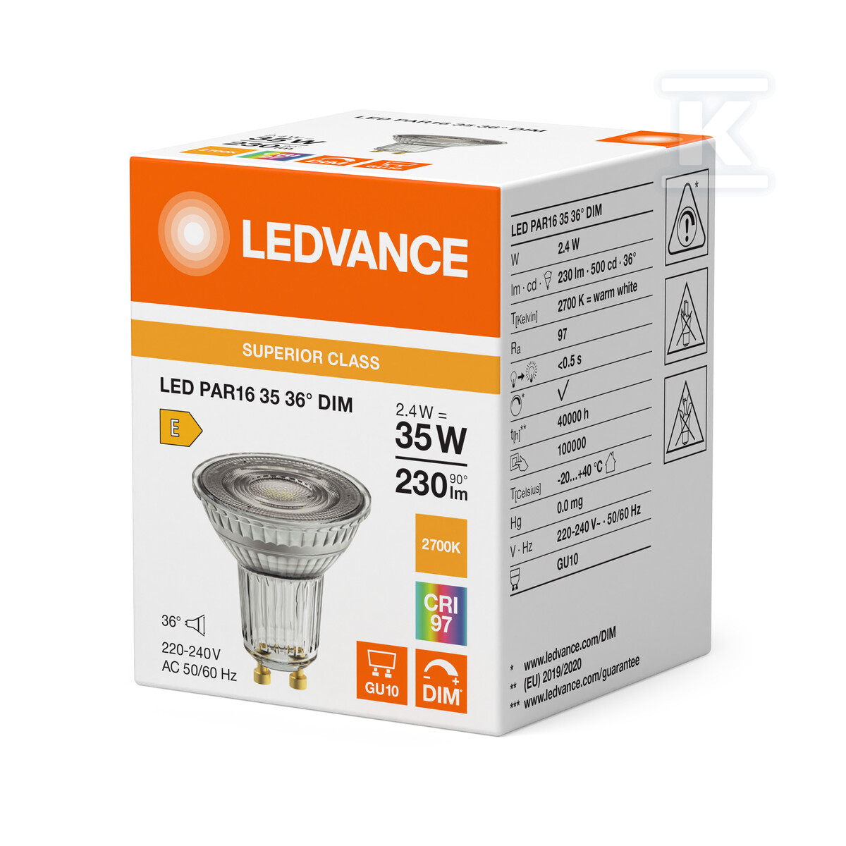 Żarówka LED PAR16 DIM S 2.4W 927 GU10 - 4099854456633