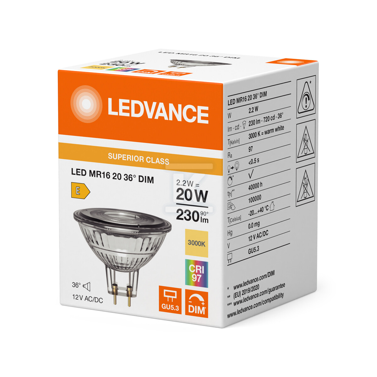Żarówka LED MR16 DIM S 2.2W 930 GU5.3 - 4099854455971