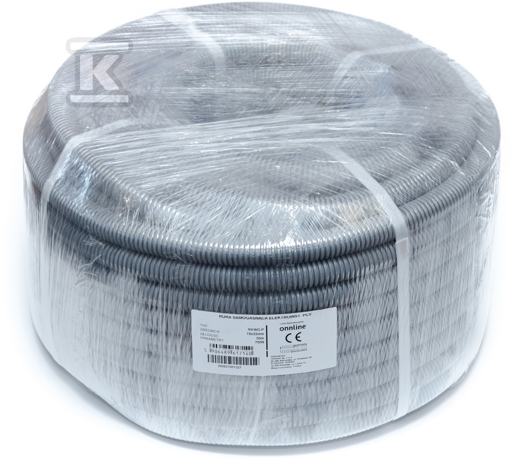  Rura osłonowa karbowana szara (PESZEL) RKWG-P 11-16 niepalna z pilotem 750N ONNLINE /50m/ W2710