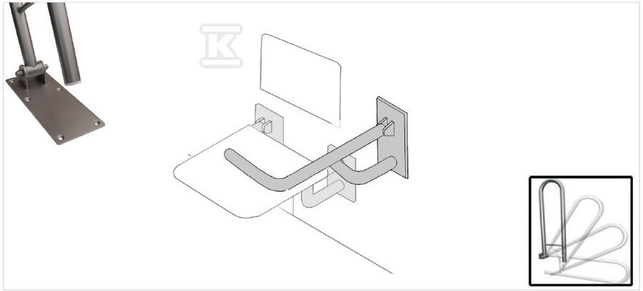 Poręcz kątowa, uchylna, nierdzewna - RN24P