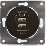 Gniazdo USB podwójne, 2,1 A, czarne, Soul