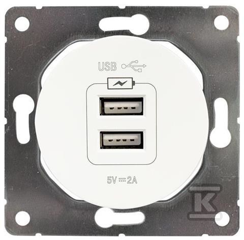 Gniazdo USB podwójne, 2,1 A, białe, - SEU1028W