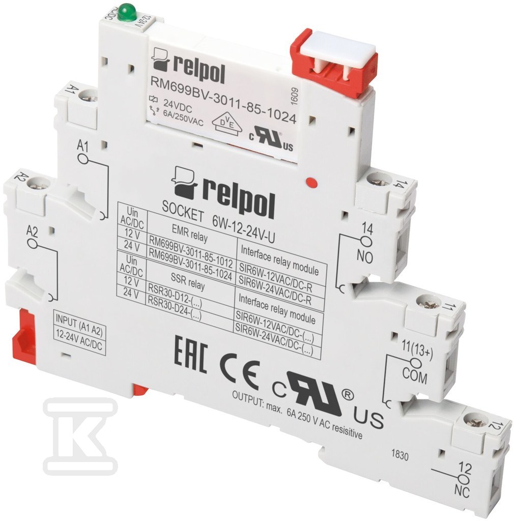 Interface relay SIR6W-110-125VAC/DC-R - 863754