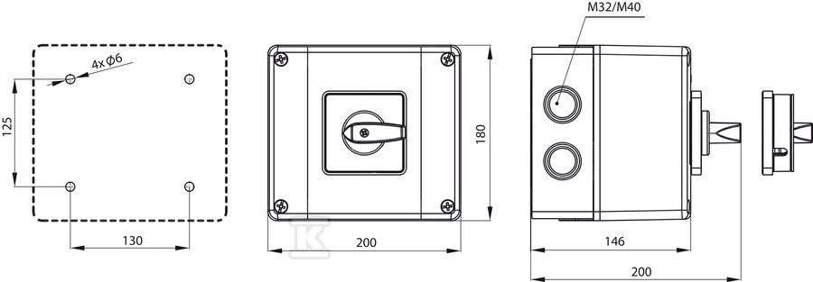 Comutator Cam 100A, Comutator 0-1 (3 - SK100-2.8211\OB18