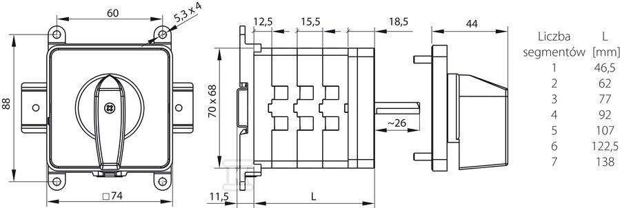 Cam switch 63A, Disconnector 1-0-2 (3 - - SK63-3.8380\BS04