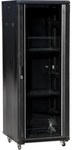 19 "42U 600x600 telecommunication cabinet, front glass door, solid steel rear door, lock, 4 supporting bars, 4 adjustable feet, for self-assembly, black color