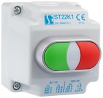 Cutie de control cu 1 gaură cu un buton verde-roșu cu cheie dublă (1NO, 1NC), 1 presetupă metrică M20