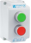 Cutie de control cu 2 orificii cu buton verde (1NO) și roșu (1NC), 1 presetupă metrică M20