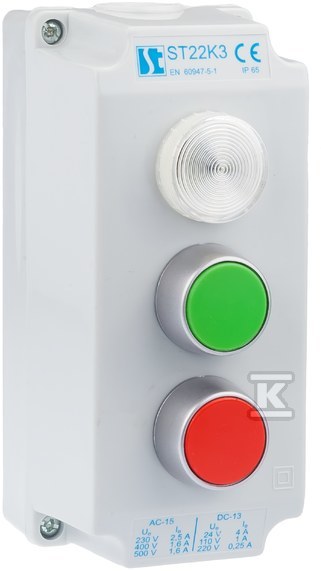 3-hole control pendant with a green - ST22K3\06-1