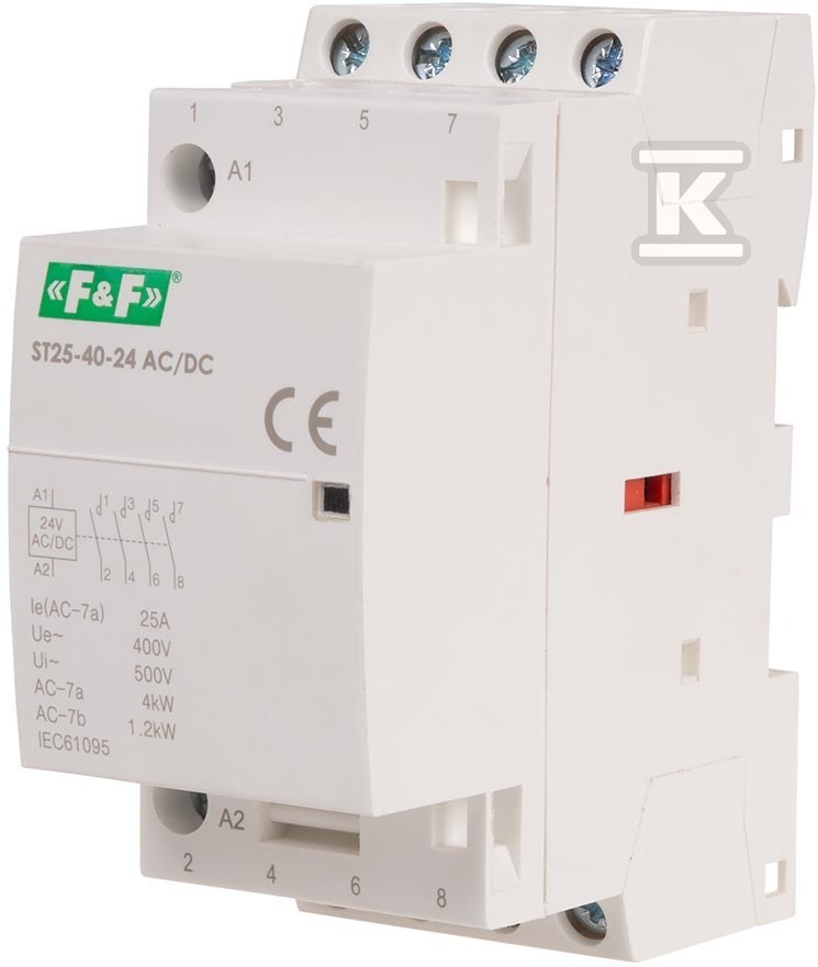 Rail-mounted modular contactor, 4xNO, - ST25-40-24ACDC