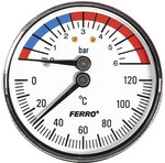 Thermomanometer 63 mm 1/2" axial 0-6 bar, 0-120 ° C