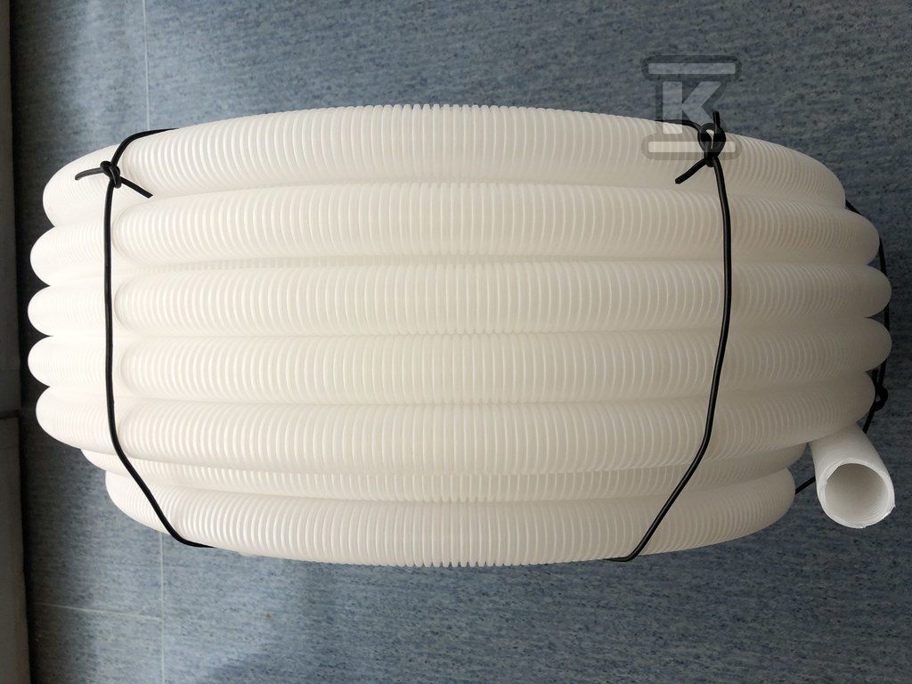 Corrugated protective pipe, white, - W0003