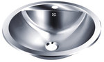 Round washbasin with a tap hole, stainless steel matt