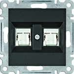 LUMINA Подвійна комп'ютерна розетка RJ45 cat.6 UTP, чорна
