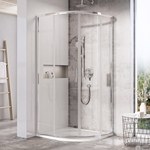 Sliding corner shower cabin BLSCP4-80 bright alu Transparent