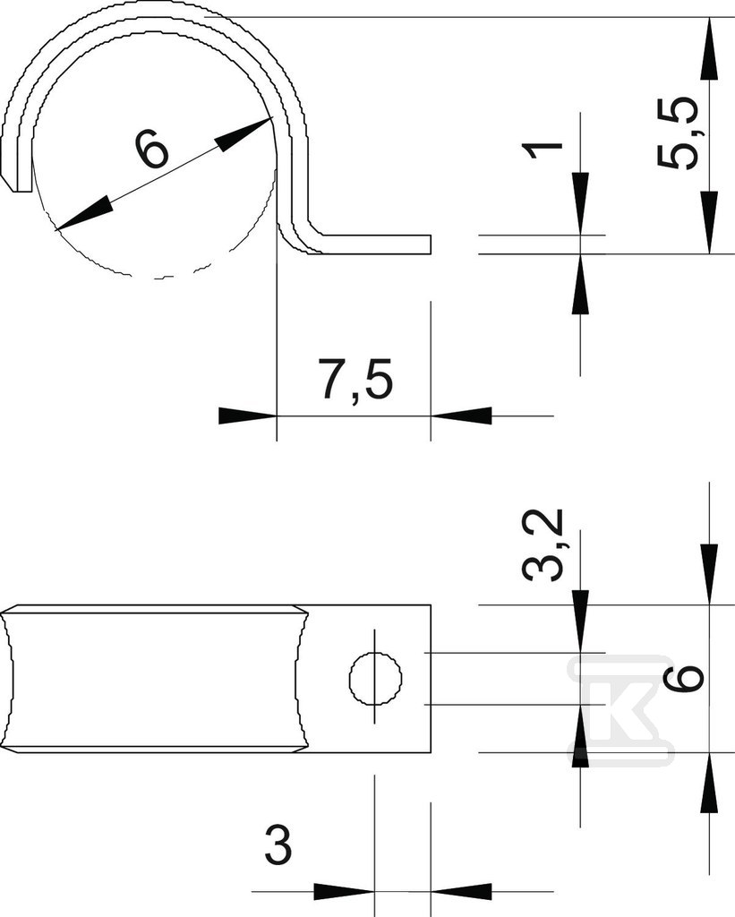 Montážní svorka typu WN 7855 A 6 - 1043102