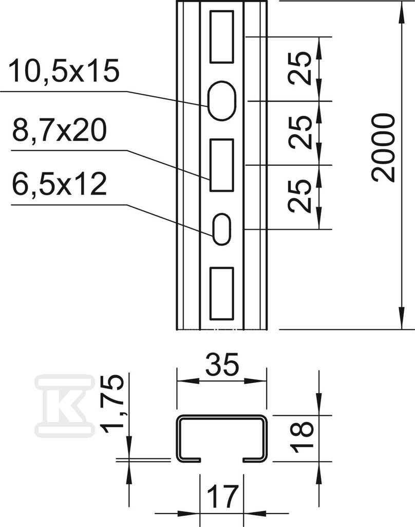 Sină profil tip CMS3518P2000FS - 1104454