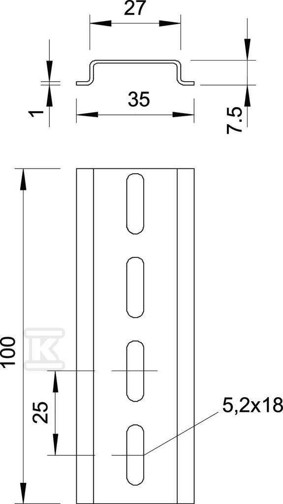 Cap rail type 2069 L 2M FS /2m/ - 1115804