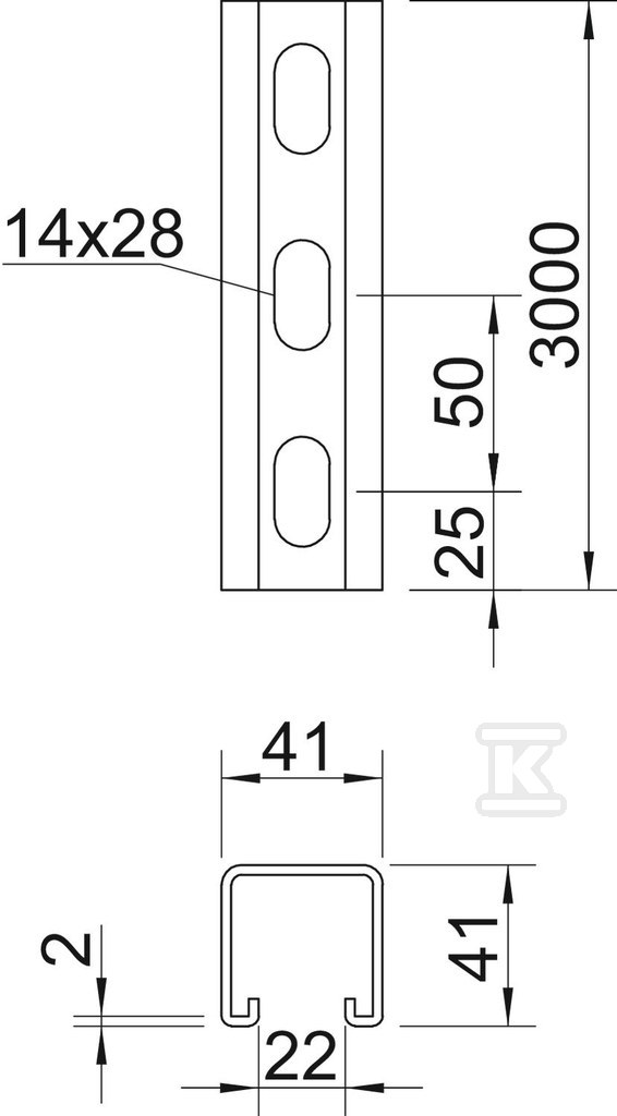 Sină profil tip MSL4141PP3000FS /3m/ - 1123010