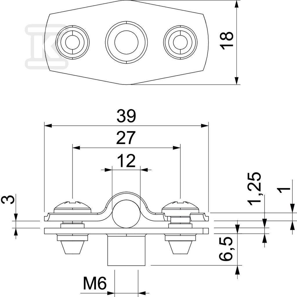 Distanční svorka, se závitem M6, typ - 1362412