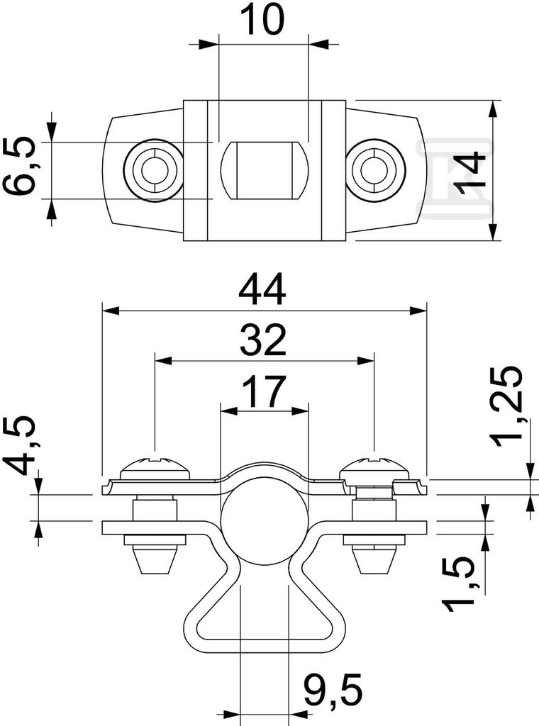 Distanční příchytka, s otvorem typu ASL - 1362712