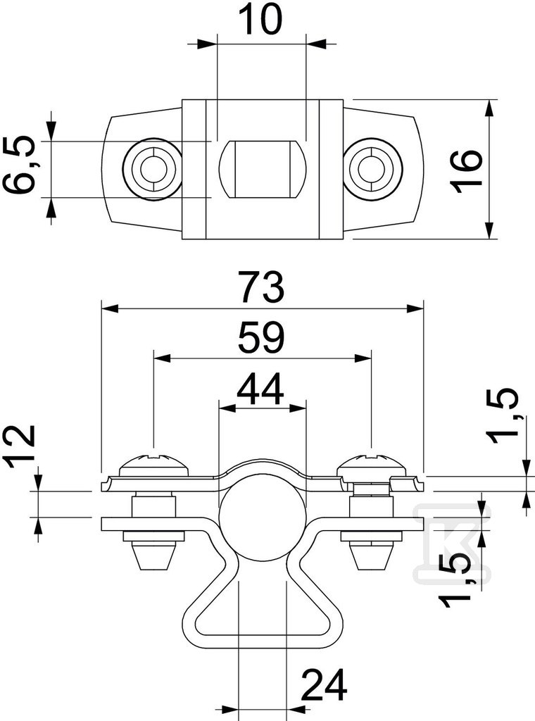 Distanční svorka, s otvorem typu ASL - 1362730