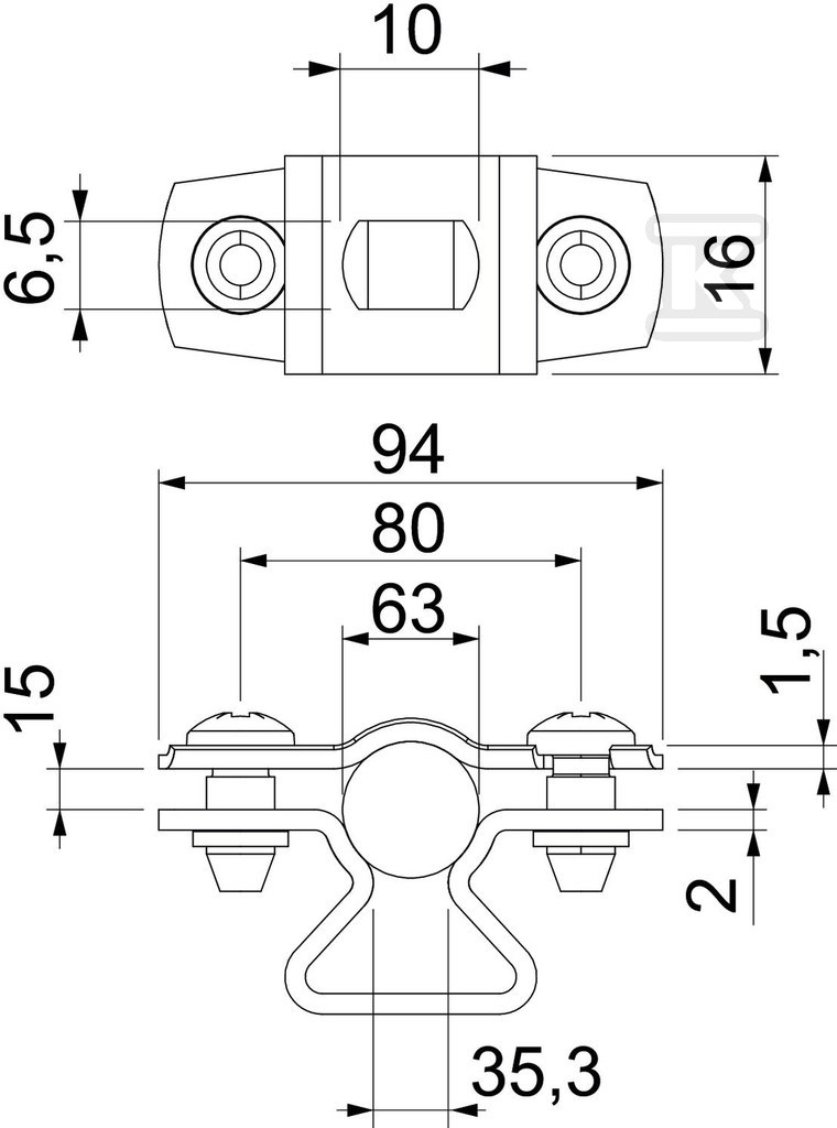 Distanční svorka, s otvorem typu ASL - 1362738