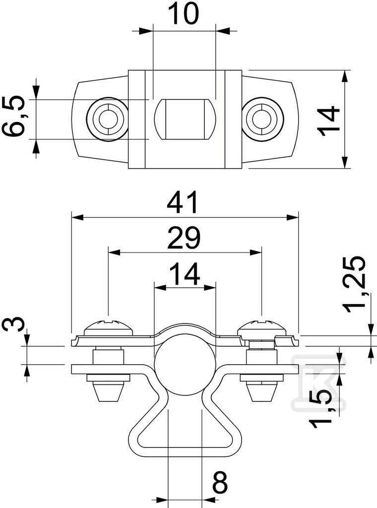 Distanční svorka, s otvorem typu ASL - 1362758