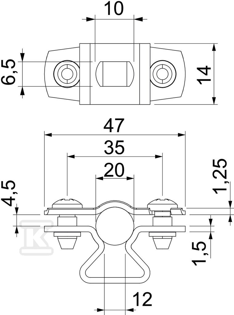 Distanční svorka, s otvorem typu ASL - 1362764