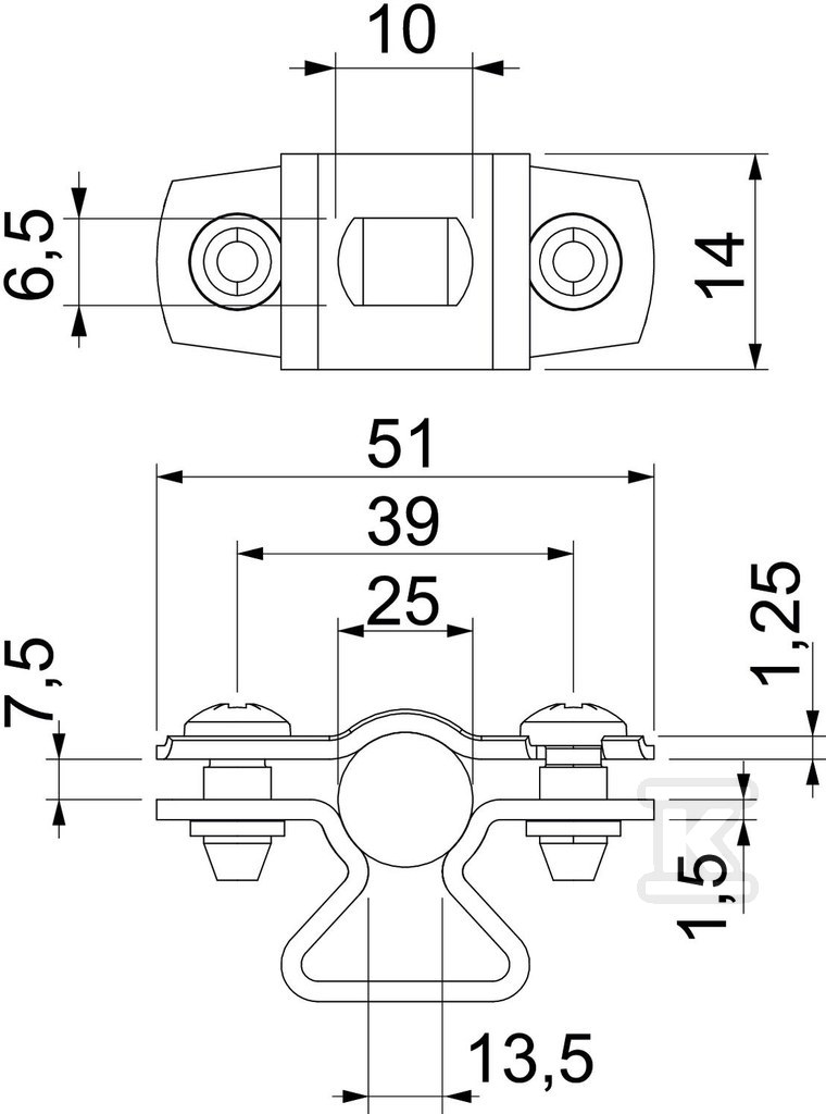 Distanční svorka, s otvorem typu ASL - 1362768