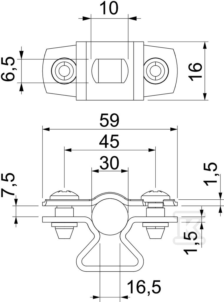 Distanční svorka, s otvorem typu ASL - 1362772