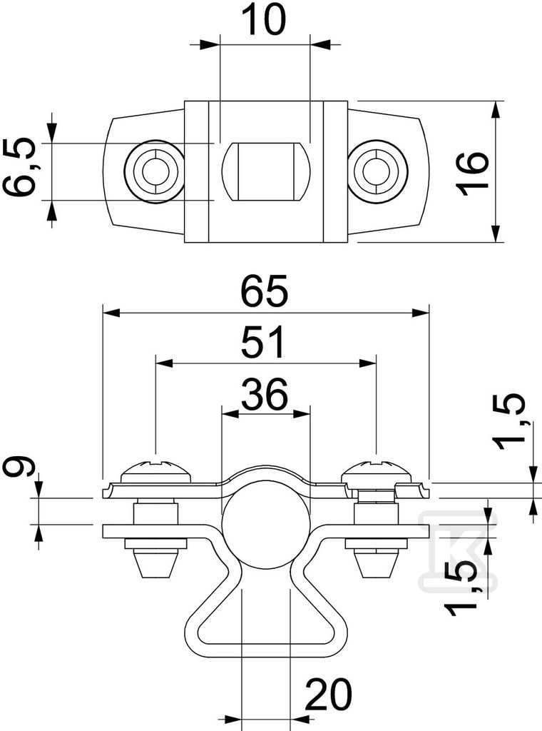 Distanční svorka, s otvorem typu ASL - 1362776