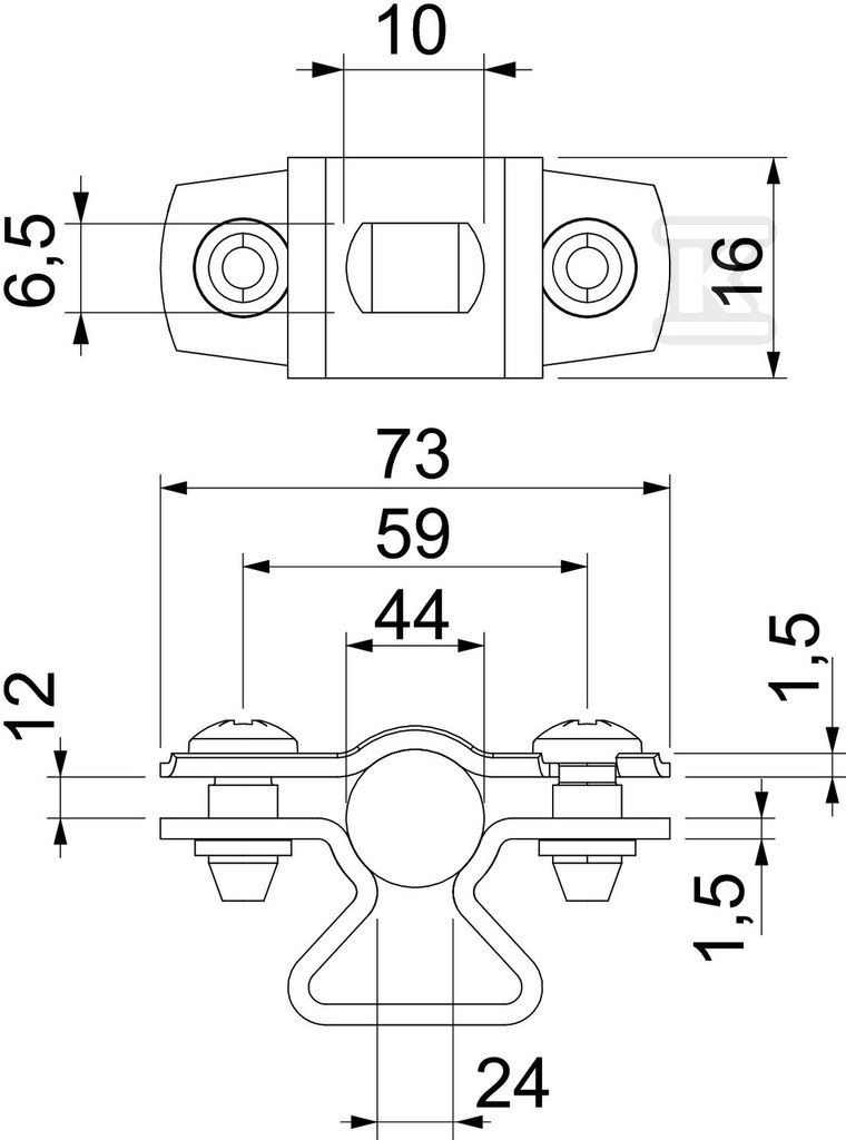 Distanční příchytka, s otvorem typu ASL - 1362780